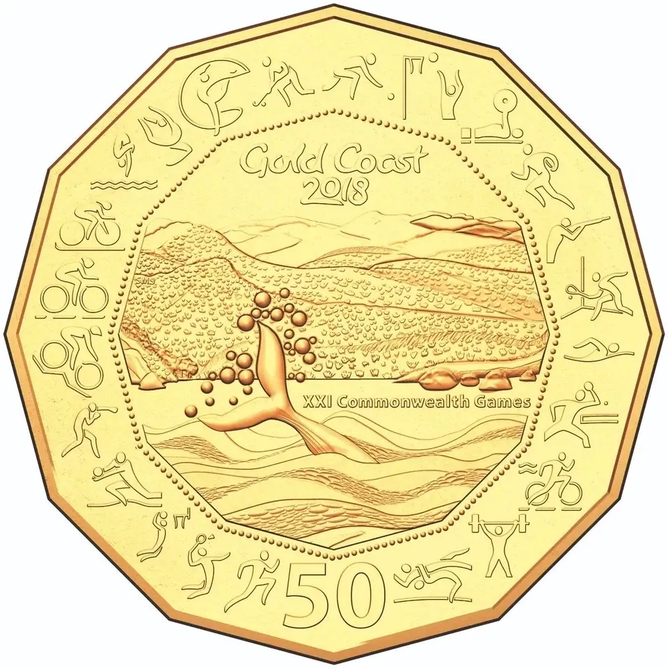 2018 Australia Gold Coast XXI Commonwealth Games 50c Cents Plated UNC Coin Card