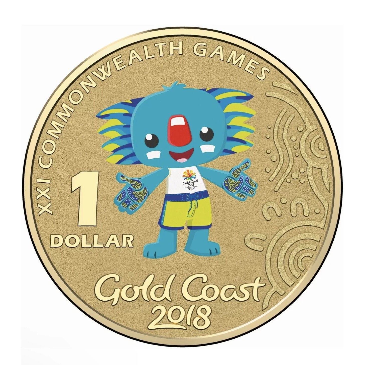 2018 $1 Commonwealth Games Coloured Borobi on Card