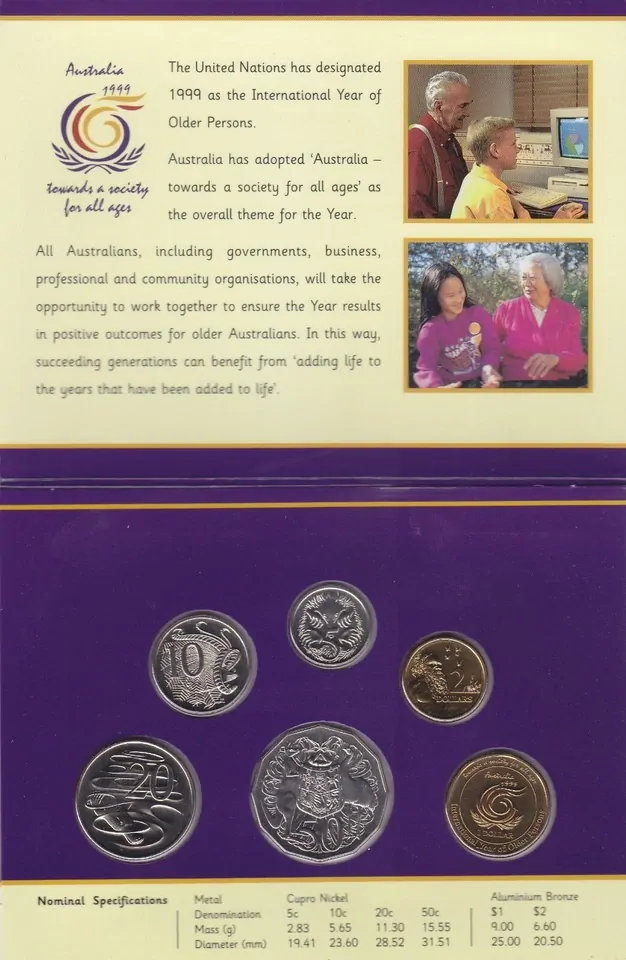 1999 Royal Australian Mint Coin Mint Set - International Year Older Persons