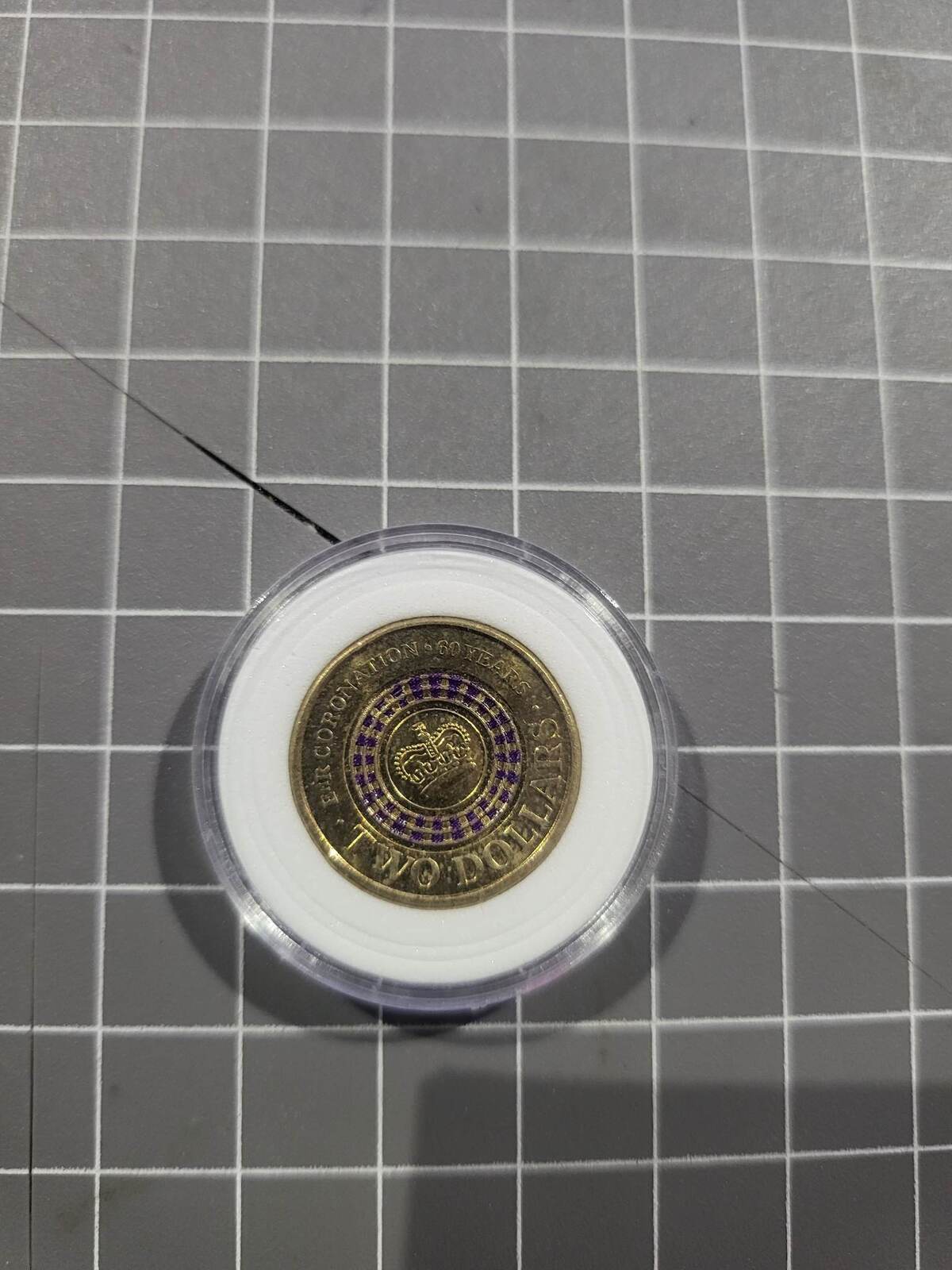(NB) 2013 AUSTRALIAN TWO DOLLAR $2 COLOURED COIN PURPLE QUEEN'S CORONATION light