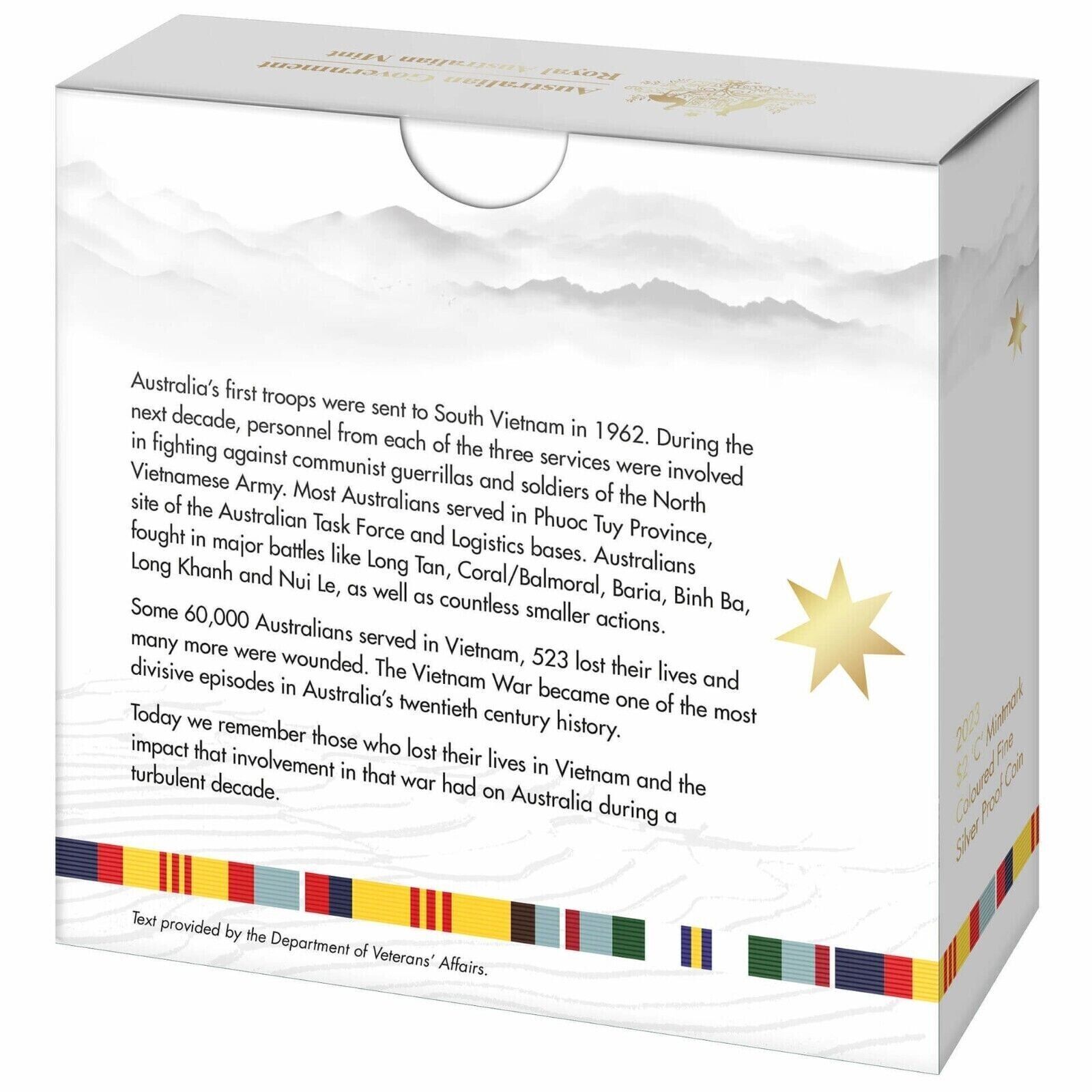 $2 2023 Vietnam War Coloured Silver Proof coin 50 year aniversary