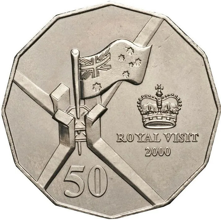 50c 2000 Queen Royal Visit Circulated AUS Fifty Cent Coin