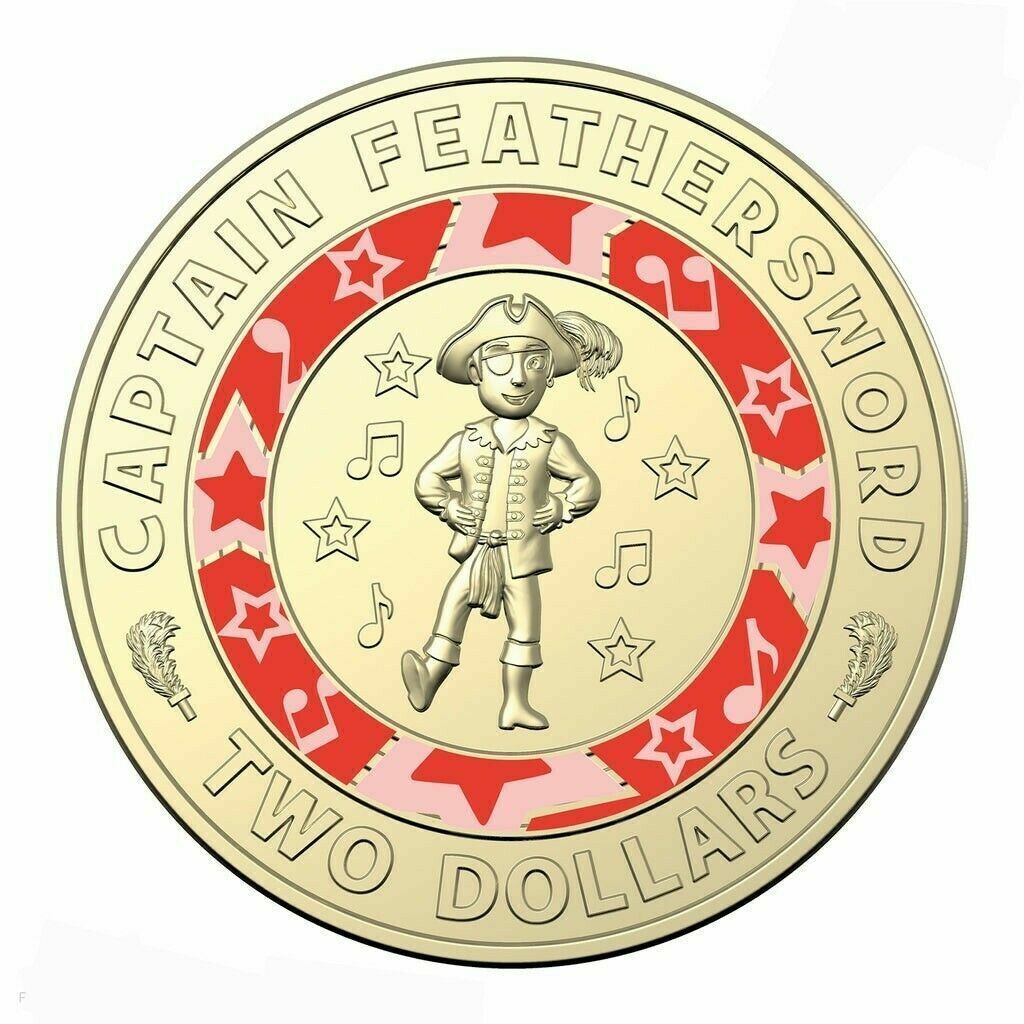 $2 2021 Wiggles - Captain Feathersword Lightly Circulated Coloured AUS TWO DOLLA