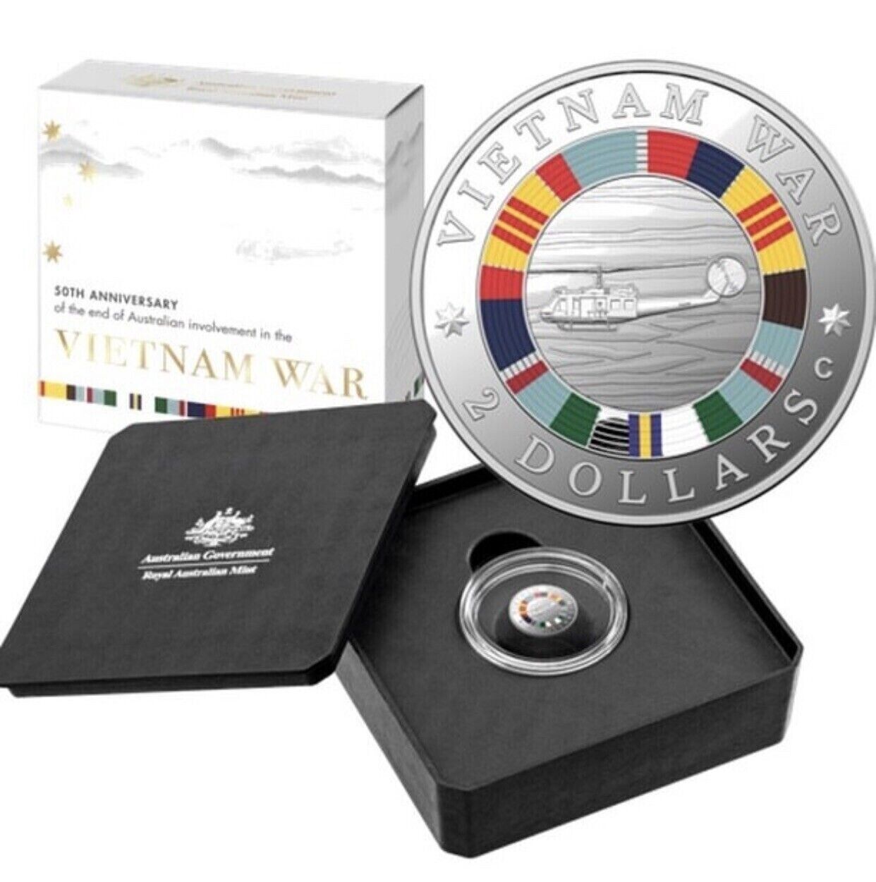 $2 2023 Vietnam War Coloured Silver Proof coin 50 year aniversary