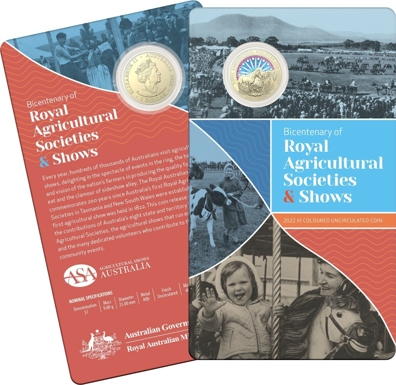 2022 $1 Bicentenary of the Royal Agricultural Societies and Shows Coloured