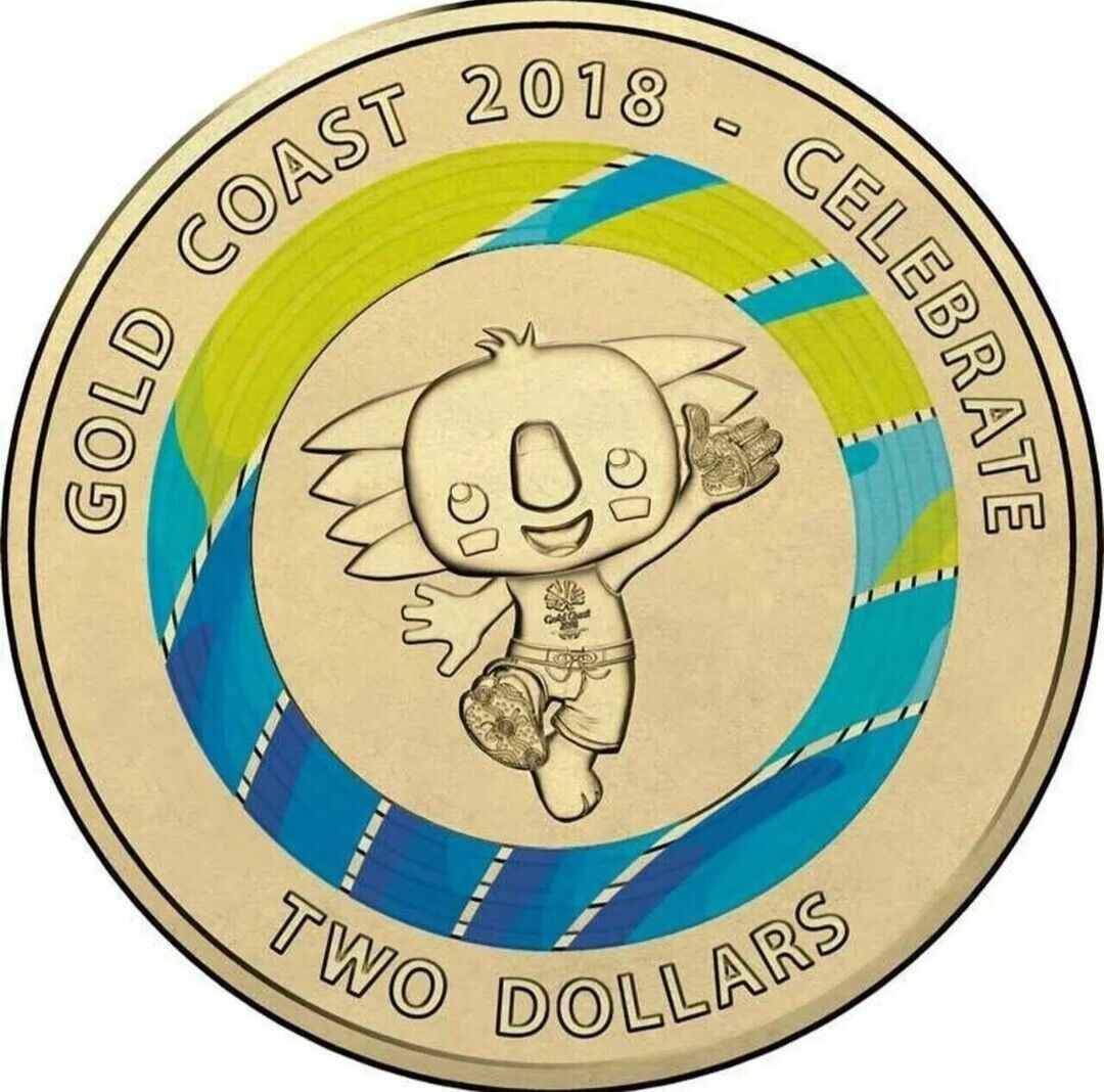 2018 Gold Coast Blue Boribi Commonwealth Games $2 Two Dollar Coin Aus Lightly Ci