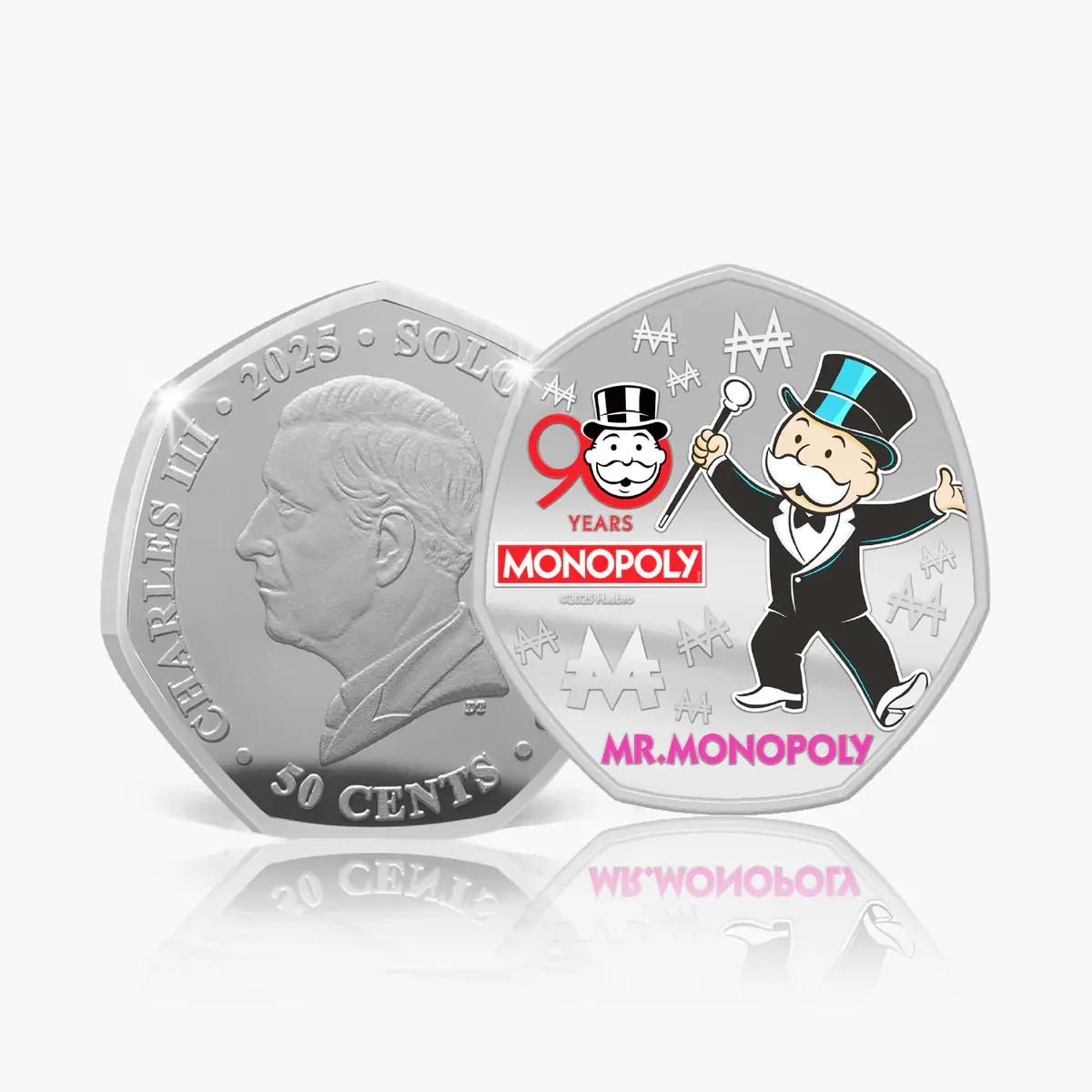 Monopoly 90th Anniversary 2025 Silver Plated 6 Coin set Pack 50p euro