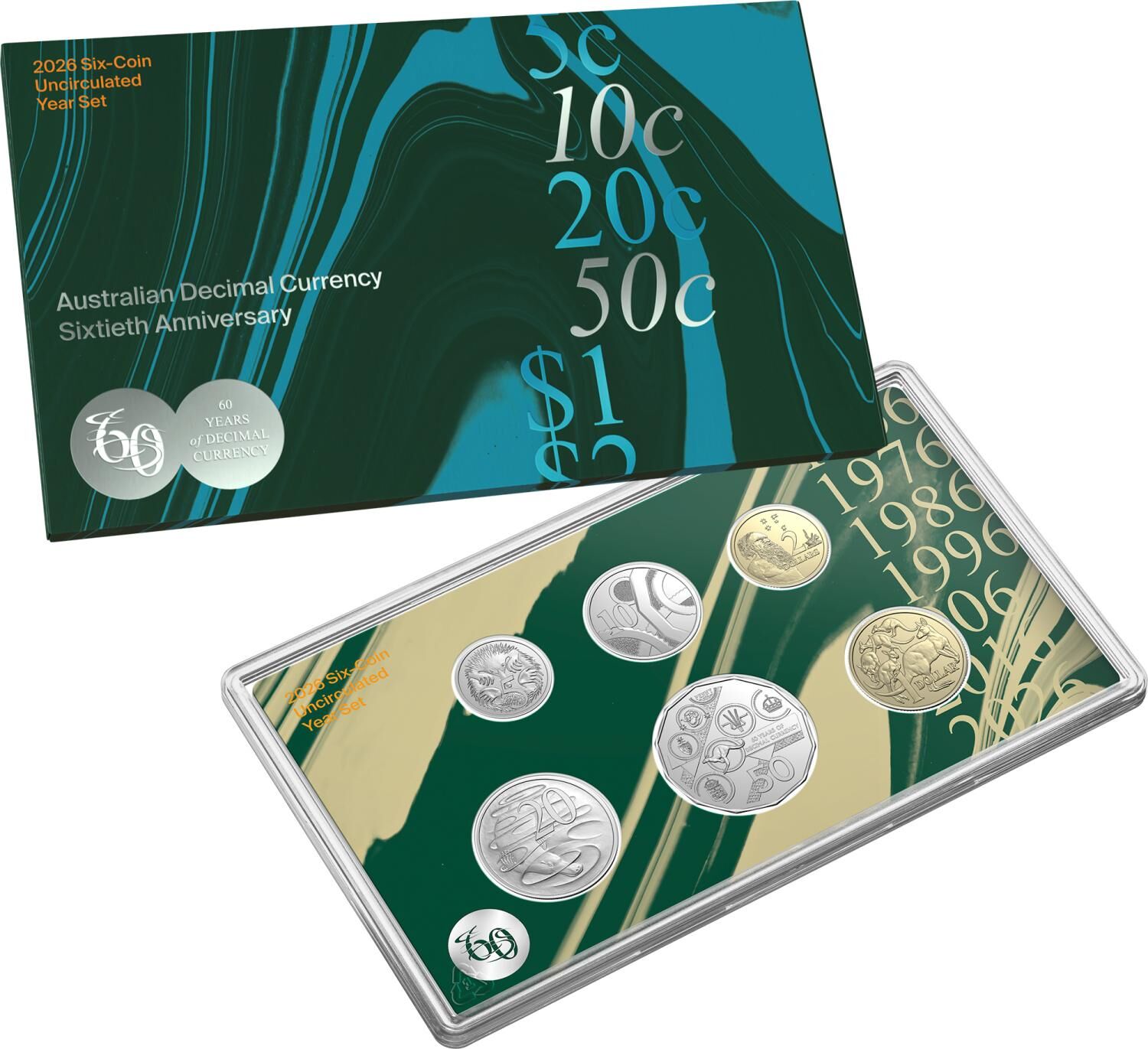 2026 UNC - 60th Anniversary of Decimal Currency AlBr CuNi Cu UNC Six Coin Year S