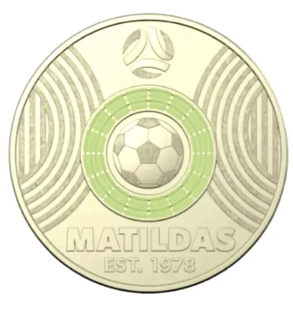 $2 2023 Matildas - Light Green 1978 Lightly Circulated Coloured AUS TWO DOLLAR C