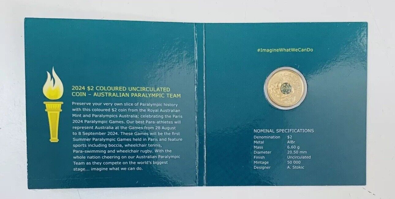 2024 Australian Olympic Team $2 Coloured Uncirculated 3 Coin & 1 Paralympic Sets