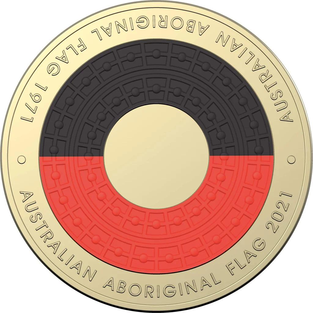 $2 2021 Aboriginal Flag MINT Uncirculated AUS TWO DOLLAR Coin out of RAM bag
