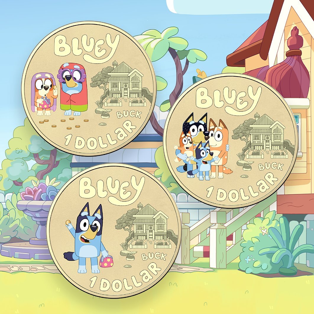 2024 $1 Bluey Dollarbucks - Coloured Uncirculated Three-Coin Collection 3 coin