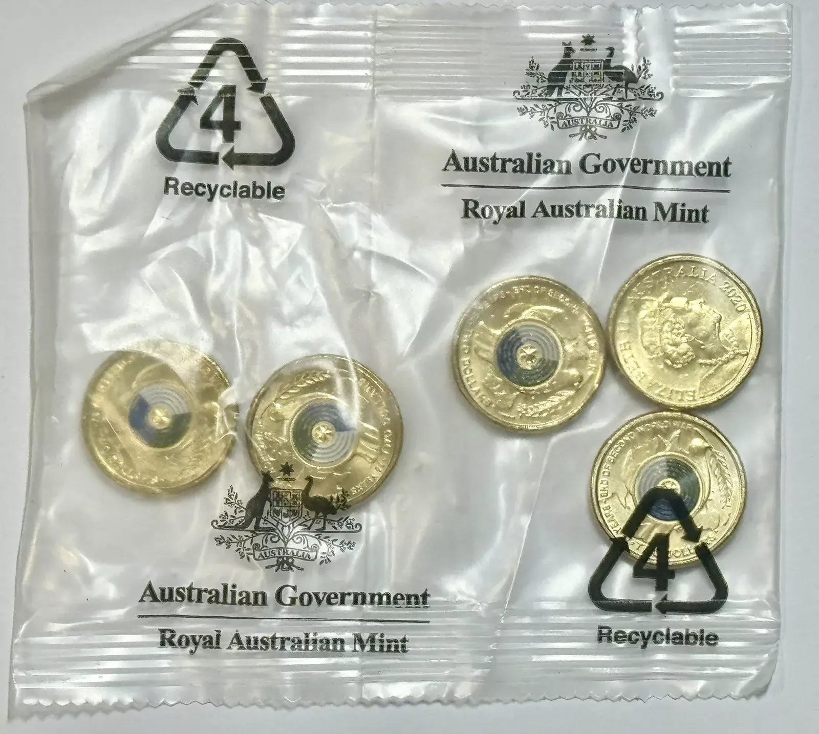 2020 Australian 75th Anniversary of The End Of WWII $2 RAM Coin Bag (5 Coins)