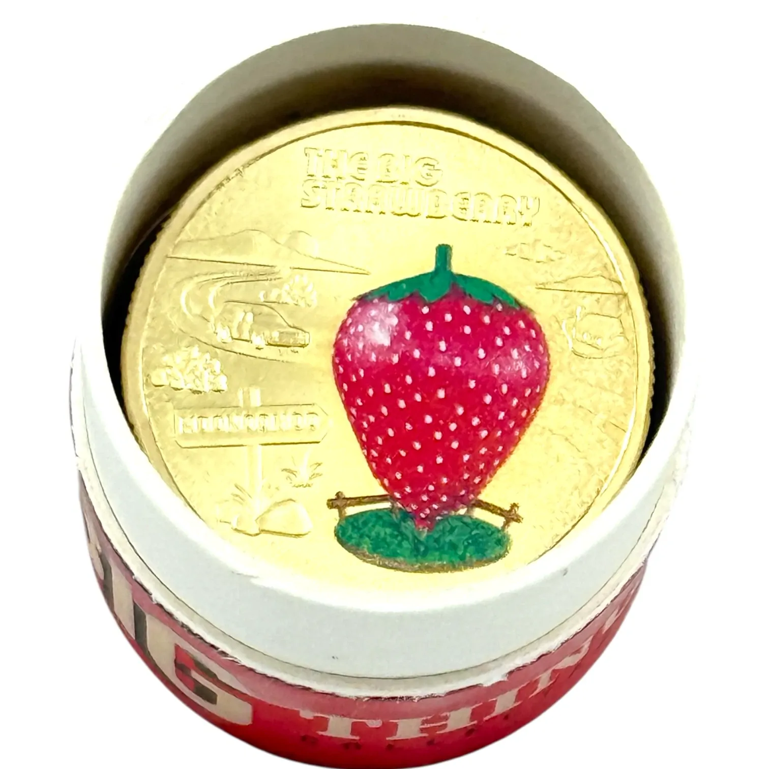 2025 Aussie Big Things 2 $1 10-Coin Tube Set With Coloured Strawberry + Folder