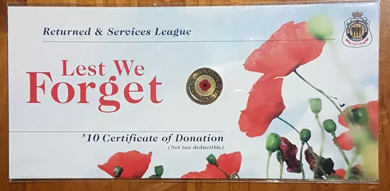 2012 Remembrance Day $2 Red Poppy UNC Coin in Original RSL Folder