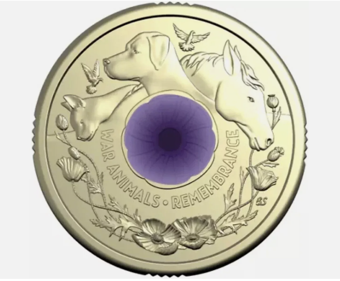 2024 $2 Purple Poppy War Animals Remembrance Two Dollar Single Coin unc NEW FROM