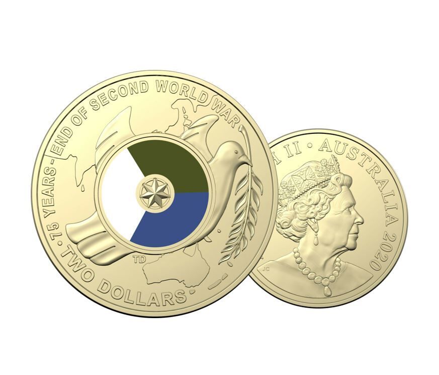 $2 2020 75 Years End of Second World War Lightly Circulated AUS Two Dollar Coin