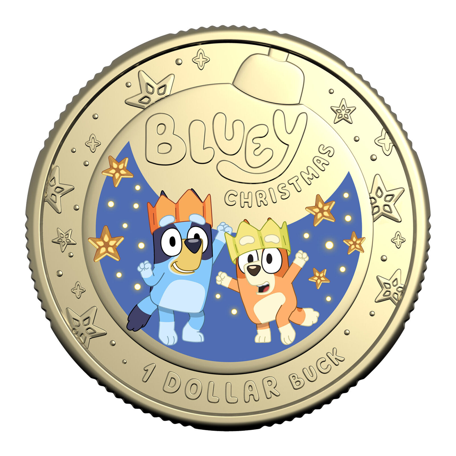 2025 Australia $1 One Dollar Bluey Coloured Christmas Uncirculated Coin