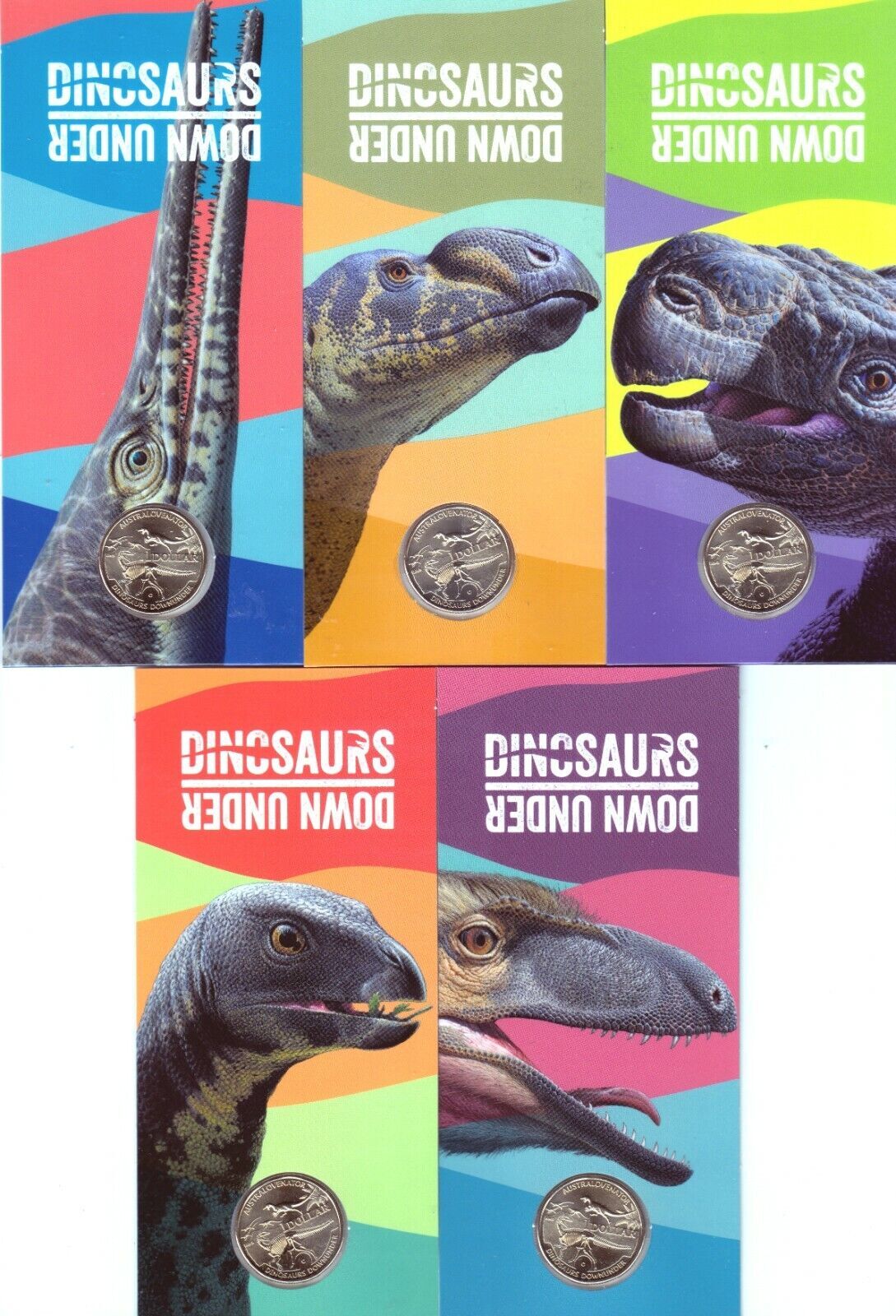 $1 2022 Dinosaurs Down Under 'C' Mintmark UNC - Set Of 5 collectable coins