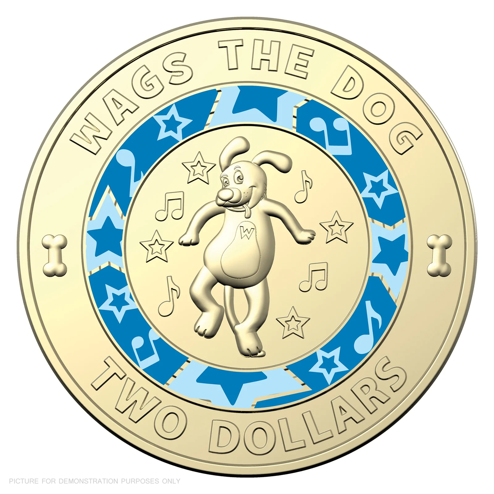 $2 2021 Wiggles - Wags the Dog Lightly Circulated Coloured AUS TWO DOLLAR Coin