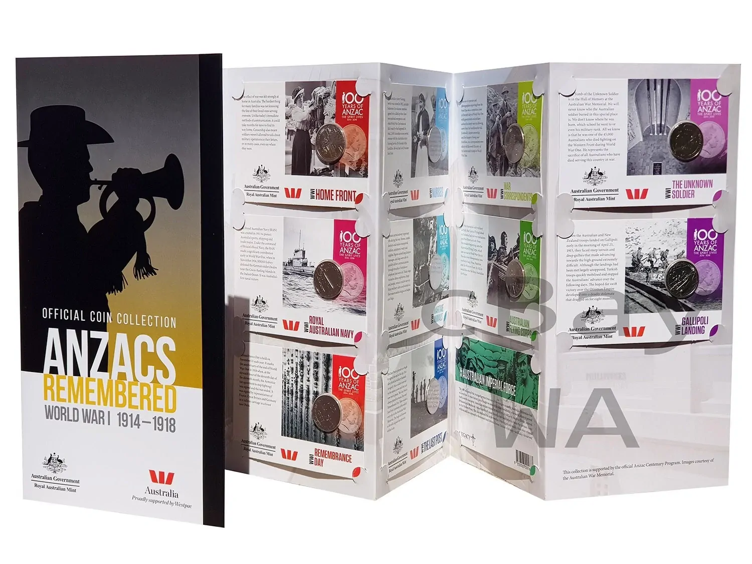 2015 Official Coin Collection - Anzacs Remembered WW1 1914-1918 (No Poppy Dollar