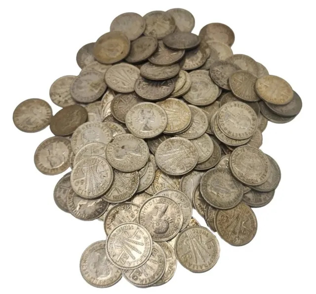 10x 1947-1964 Three 3 Pence 50% Silver Australian Silver Coin Circulated