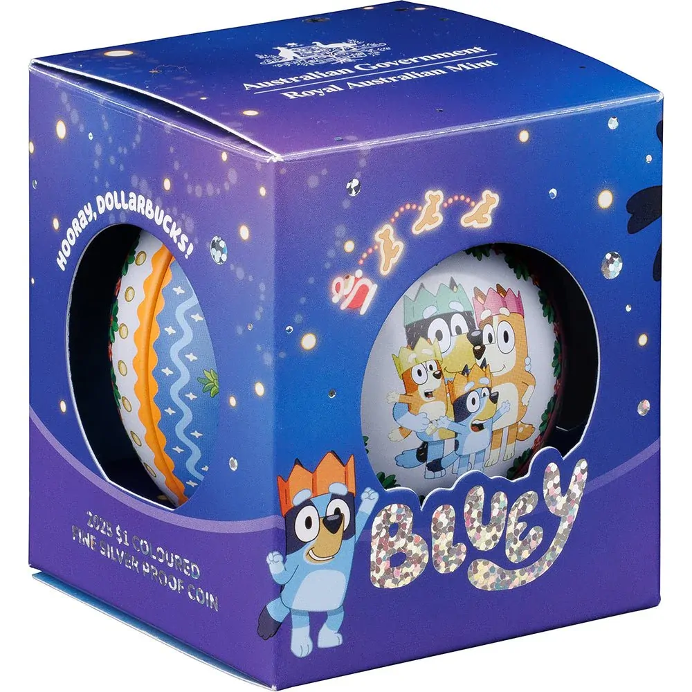 2025 $1 Bluey Christmas Coloured Fine Silver Proof Coin