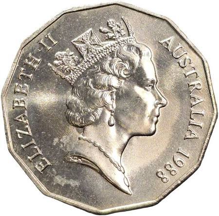 1988 Australian Bicentennial 50c Endeavor First Fleet Fifty Cent Circlulated Coi