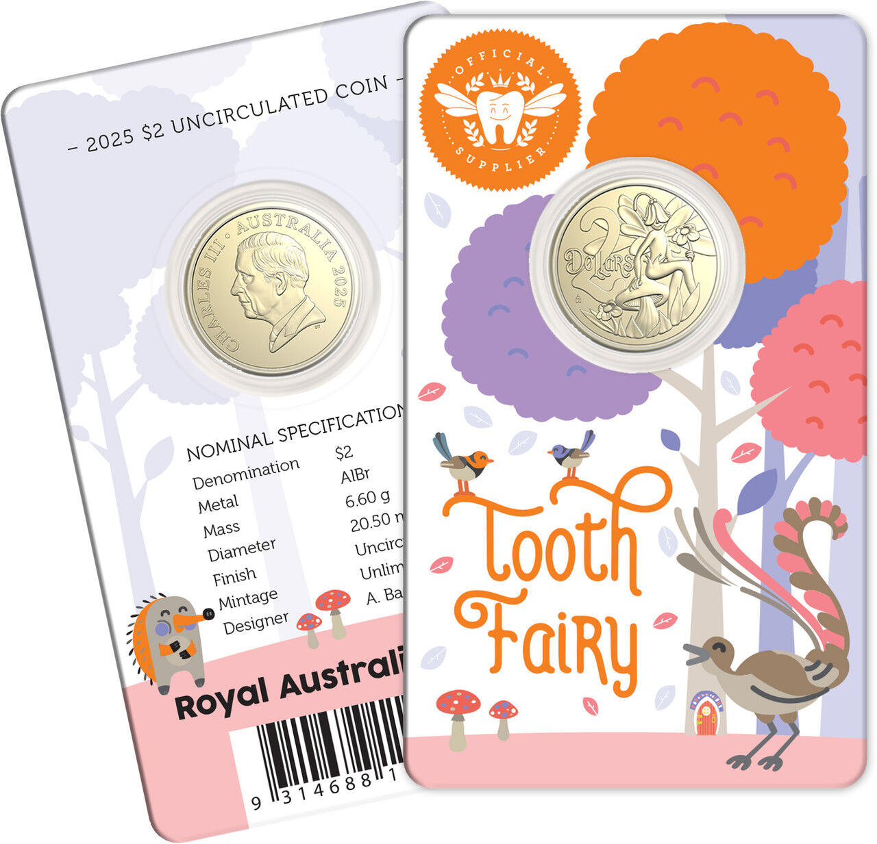 Tooth Fairy 2025 $2 Uncirculated Coin in Card