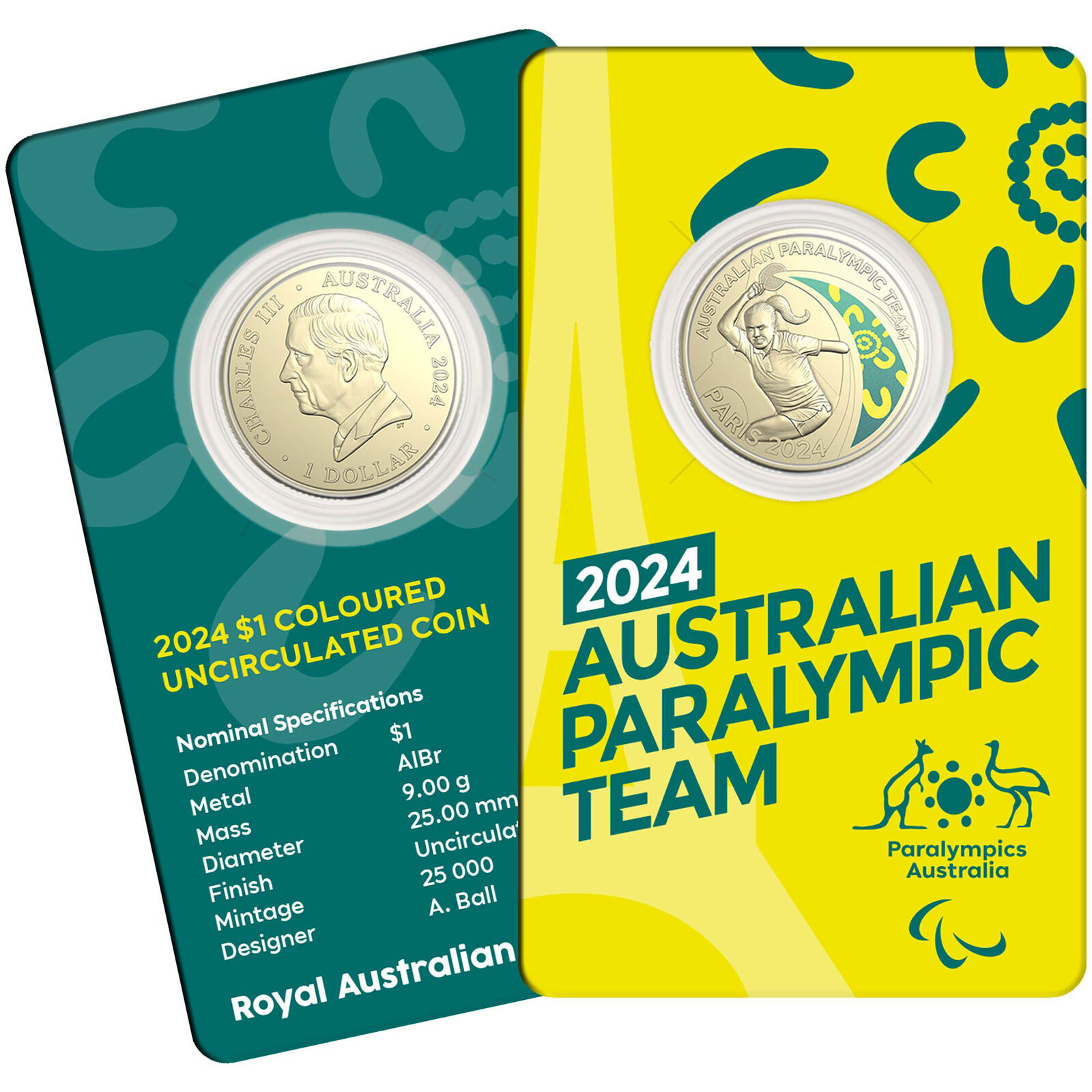 Australian Paralympic Team - Uncirculated $1 Coloured Uncirculated Coin 2024 25,