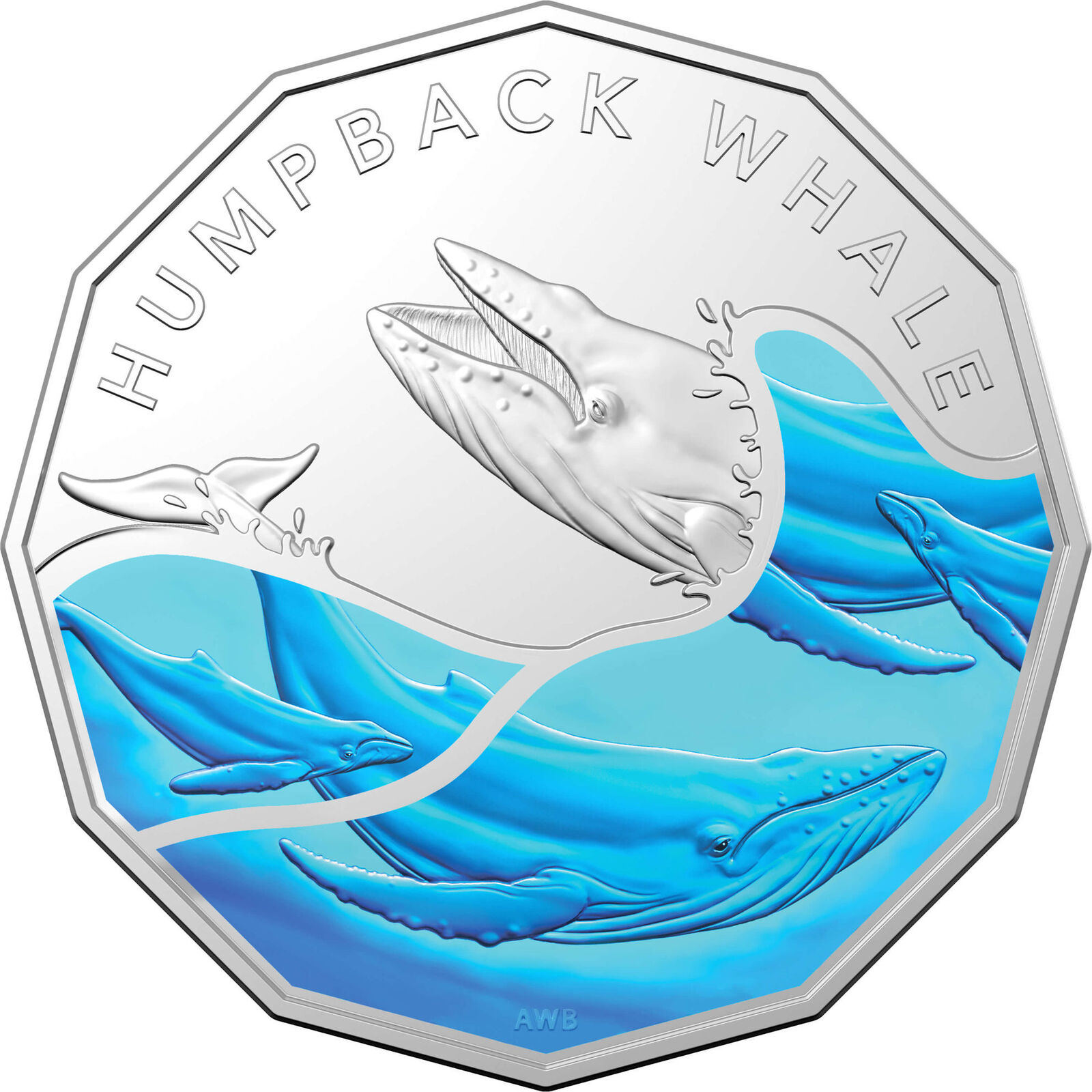 Humpback Whale - Australian Antarctic Territory Series 50c Coloured Uncirculated