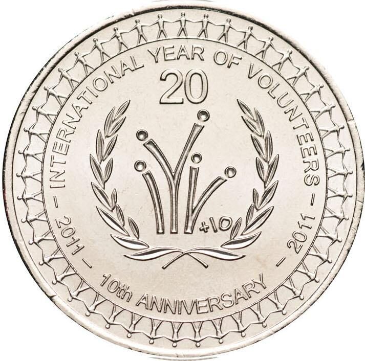 20c 2011 Year of Volunteers Lightly Circulated Aus Twenty Cent Coin