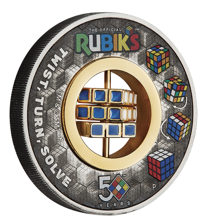 2024 Rubix Cube 50th Anniversary 2oz Silver Antiqued Coloured Coin