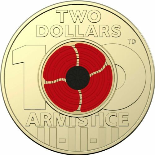 (NB) 2018 $2 AUSTRALIAN TWO DOLLAR REMEMBRANCE ARMISTICE DAY RED POPPY COIN Unci