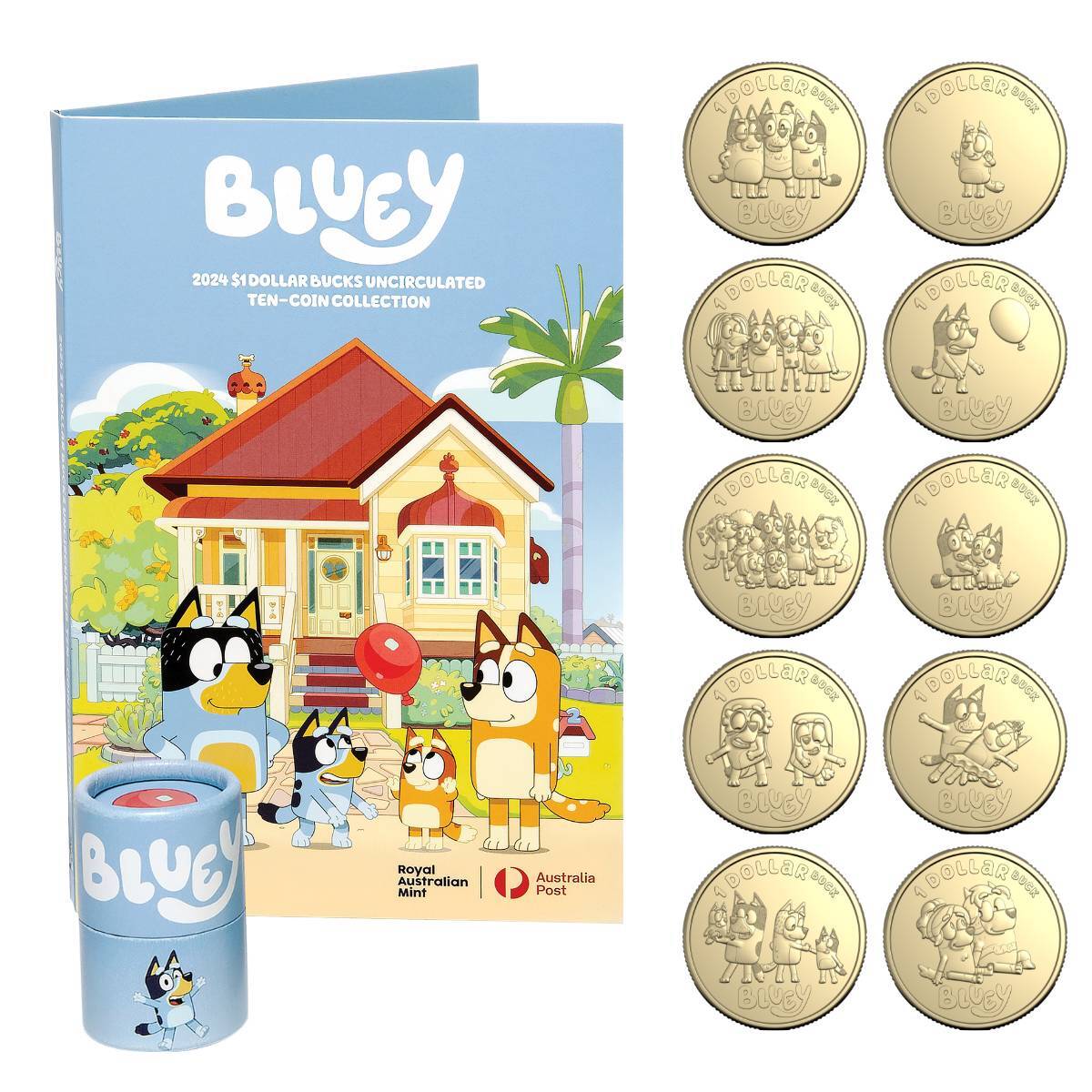 Australia Bluey 2024 $1 COLOURED Blueybucks Uncirculated RARE 10-Coin Collection