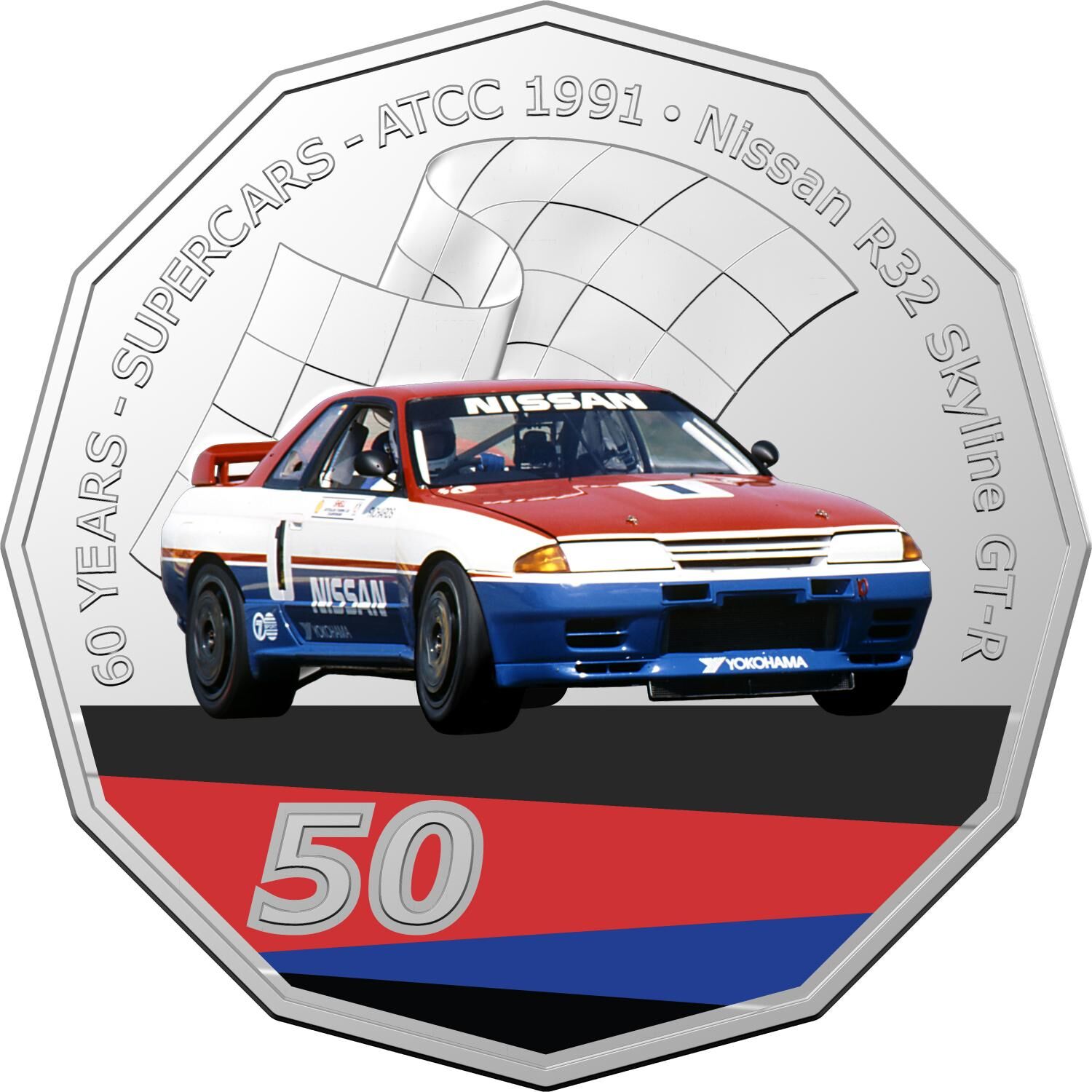 2020 50¢ 60 Years of Australian Touring Car Champions Nissan r32 1991 Skyline -