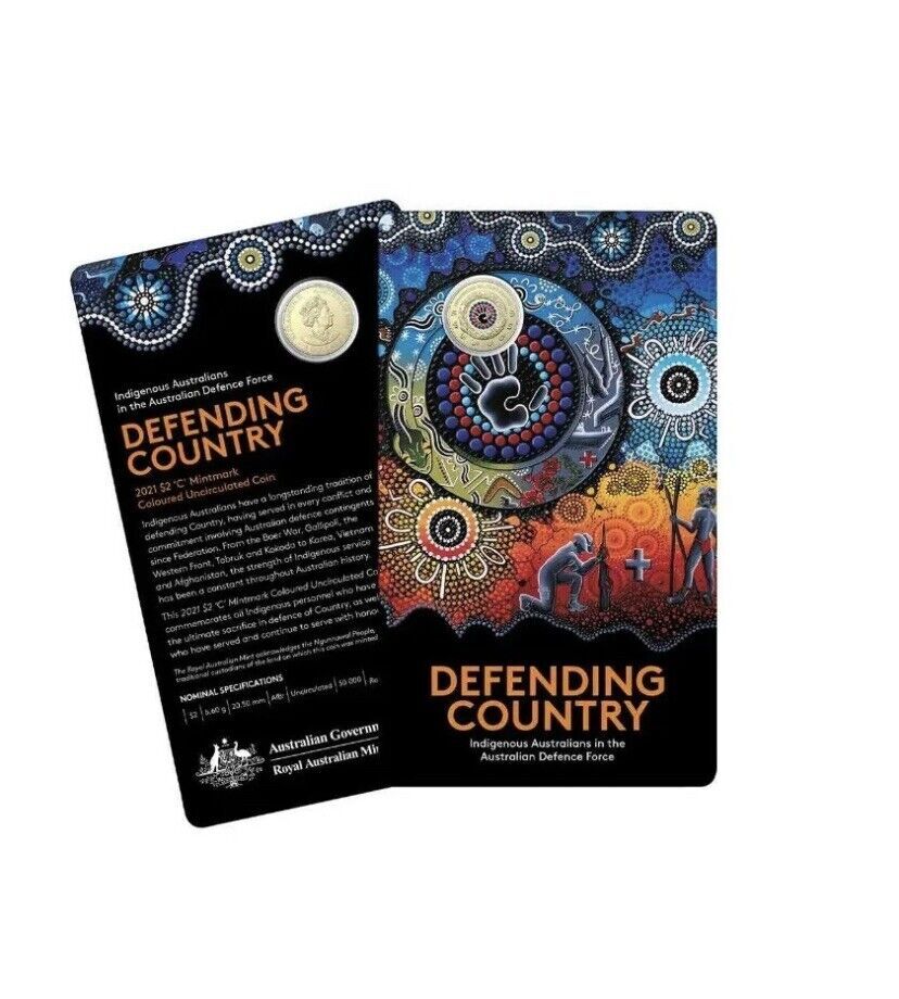 2021 $2 "C" Mint Mark Indigenous Military Service Coloured UNC Coin Card