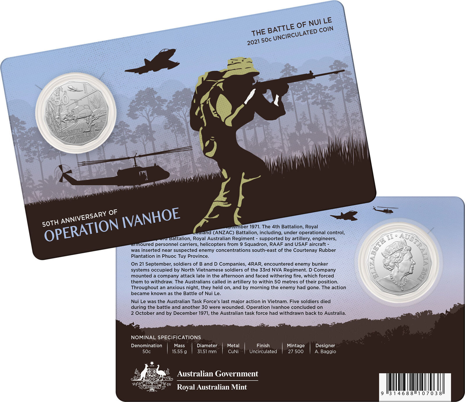 2021 50c The Battle of Nui Le 50th Anniversary of Operation Ivanhoe Uncirculated