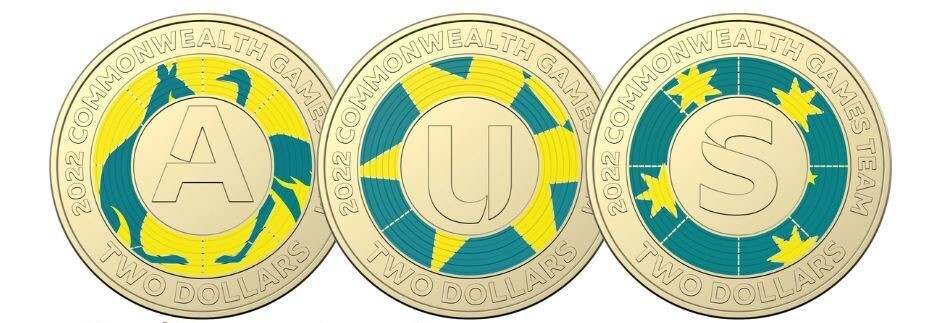 $2 2022 Commonwealth Games SET OF 3 Lightly Circulated Coloured AUS TWO DOLLAR C