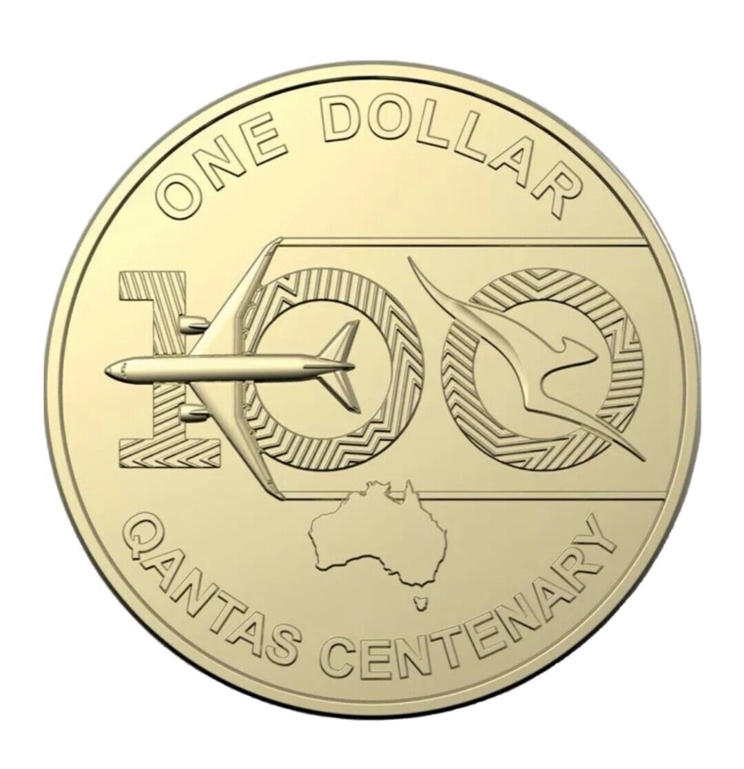 $1 2020 100 Years Qantas Lightly Circulated AUS One Dollar Coin