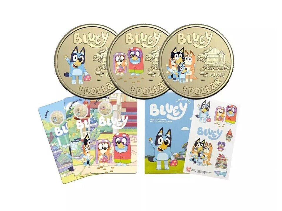 2024 $1 Bluey Dollarbucks - Coloured Uncirculated Three-Coin Collection 3 coin