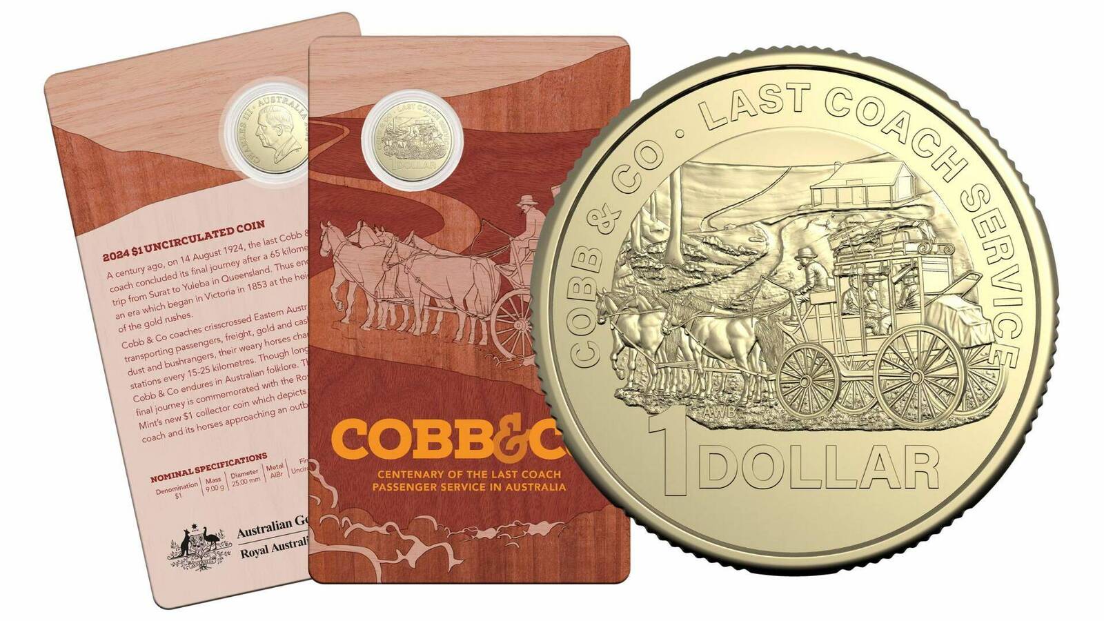 $1 2024 Cobb & Co Centenary of the Last Coach Service in Australia Uncirculated