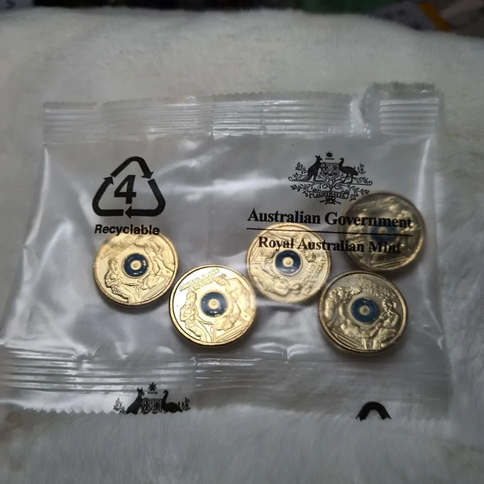 NEW UNC 2021 $2 AMBULANCE SERVICE RAM MINT BAG TWO DOLLAR COIN ANDA (5 COINS