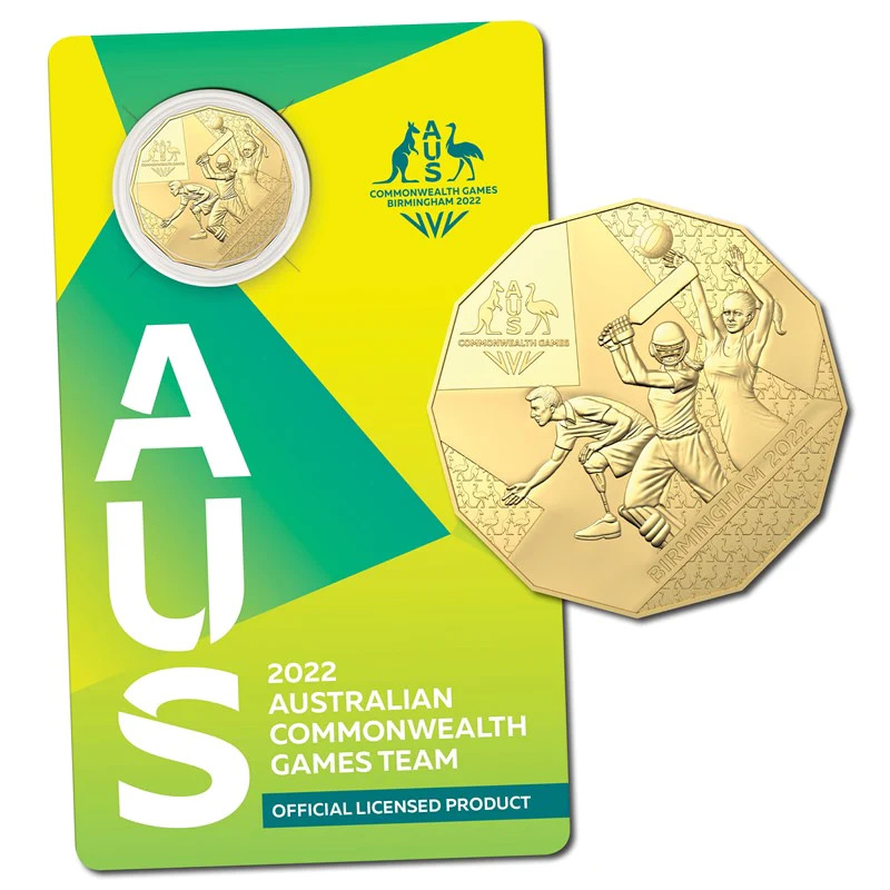 50c 2022 Australian Commonwealth Games Team Gold Plated UNC