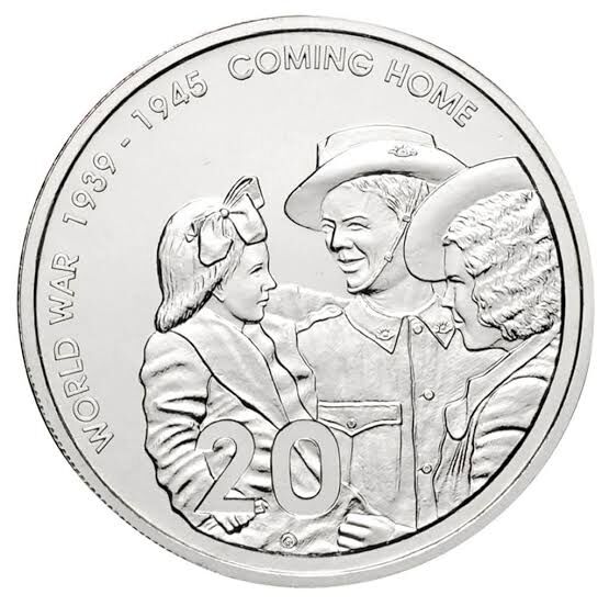 20c 2005 60th Anniversary End of Second World War Circulated Aus Twenty Cent Coi