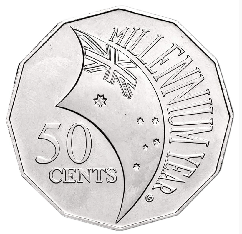 2000 50c Cent Millennium Flag Coin (16.6m)