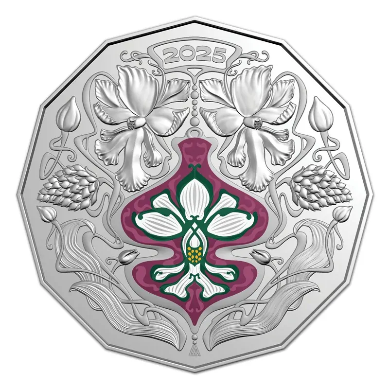 50c 2025 Christmas Festive Florals Coloured UNC - Set of 5