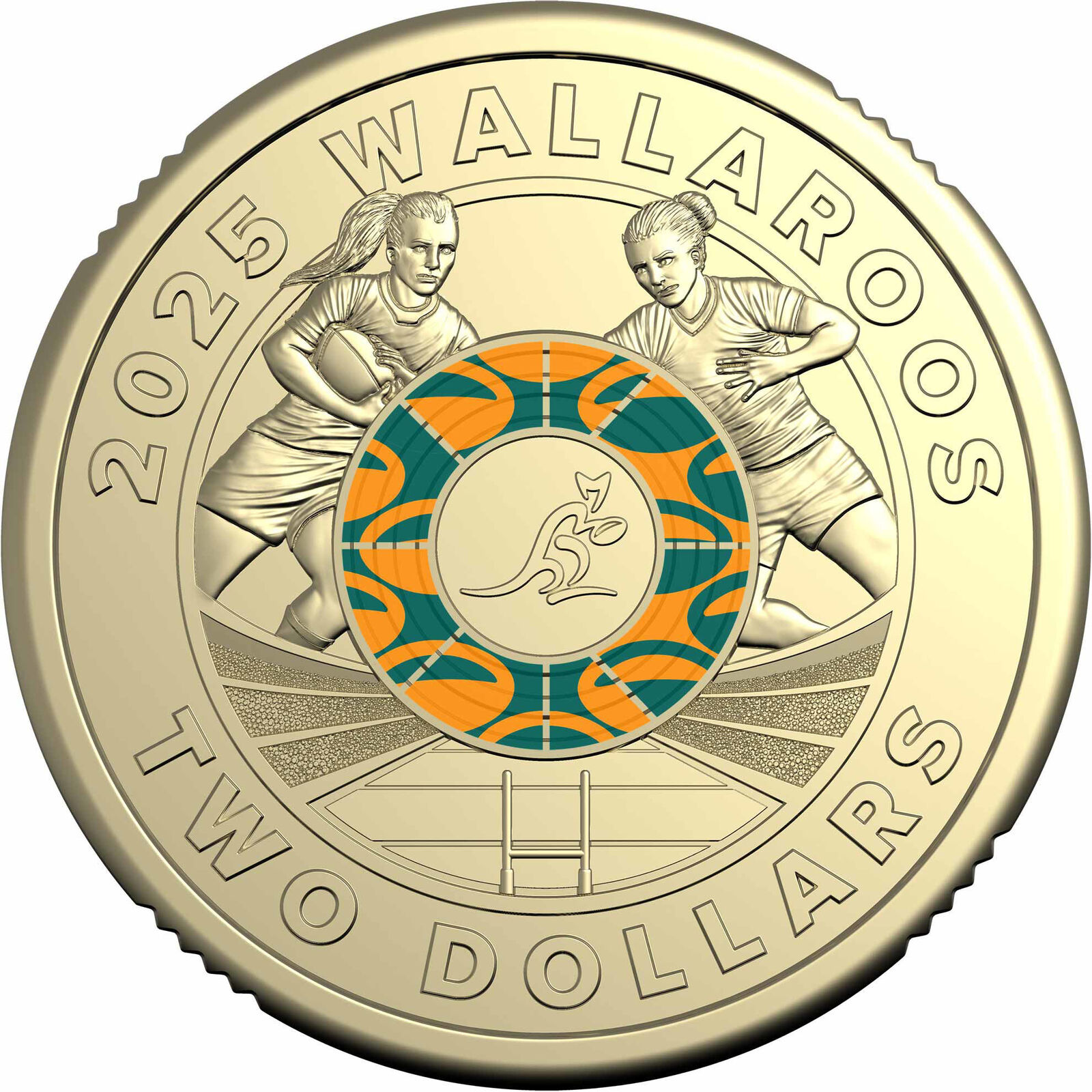 2025 $2 Coloured Two-Coin Set - Rugby Australia Wallabies and Wallaroos