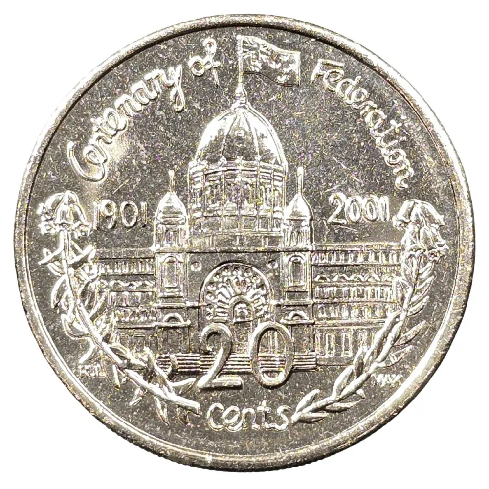 20c 2001 Centenary of Federation Victoria Lightly Circulated Aus Twenty Cent Coi