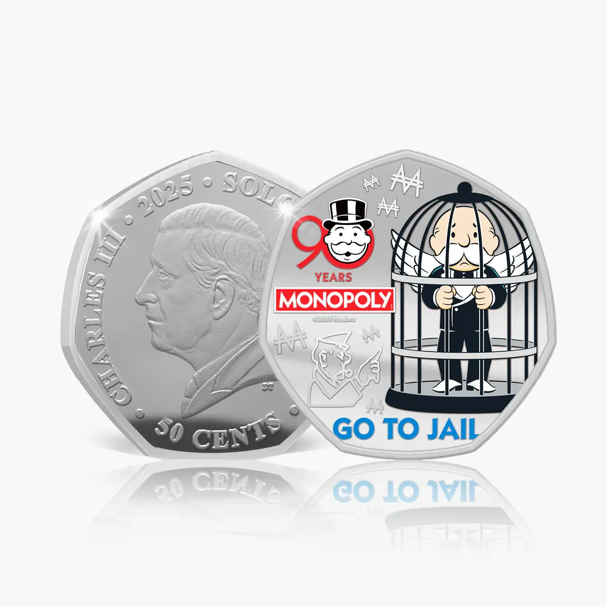 Monopoly 90th Anniversary 2025 Silver Plated 6 Coin set Pack 50p euro